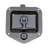 T-Handle, Adjustable, Small, polished stainless steel, mounting holes. Left hand.