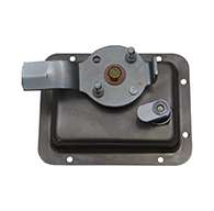 T-Handle, Large, 3 Point, LH, Polished stainless steel, mounting holes, locking. Left hand.