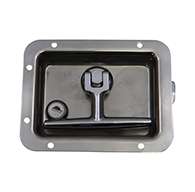 T-Handle, Large, 3 Point, LH, Polished stainless steel, mounting holes, locking. Left hand.